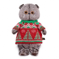 Кот Басик в свитере с елками 25 см от интернет-магазина Континент игрушек