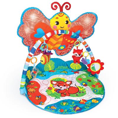 Муз. коврик разв. "Бабочка": муз./звук./свет.эф., полубортик, 5 игрушек в комплект., громк. регул., 