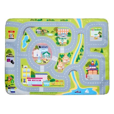 Коврик для детей "Автодорога" с машинкой (1 машинка, коврик 71х54 см)