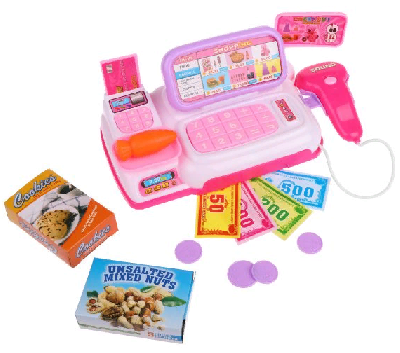 Игровой набор Касса с аксксс., в компл 9 предм., бат.AA*2шт. в компл.не вх., кор.