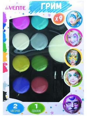 Набор д/грима лица и тела deVENTE 8078731 (мелки 8цв.+1классик.цв,спонжик,кисточки-аппликаторы 2шт,1 от интернет-магазина Континент игрушек