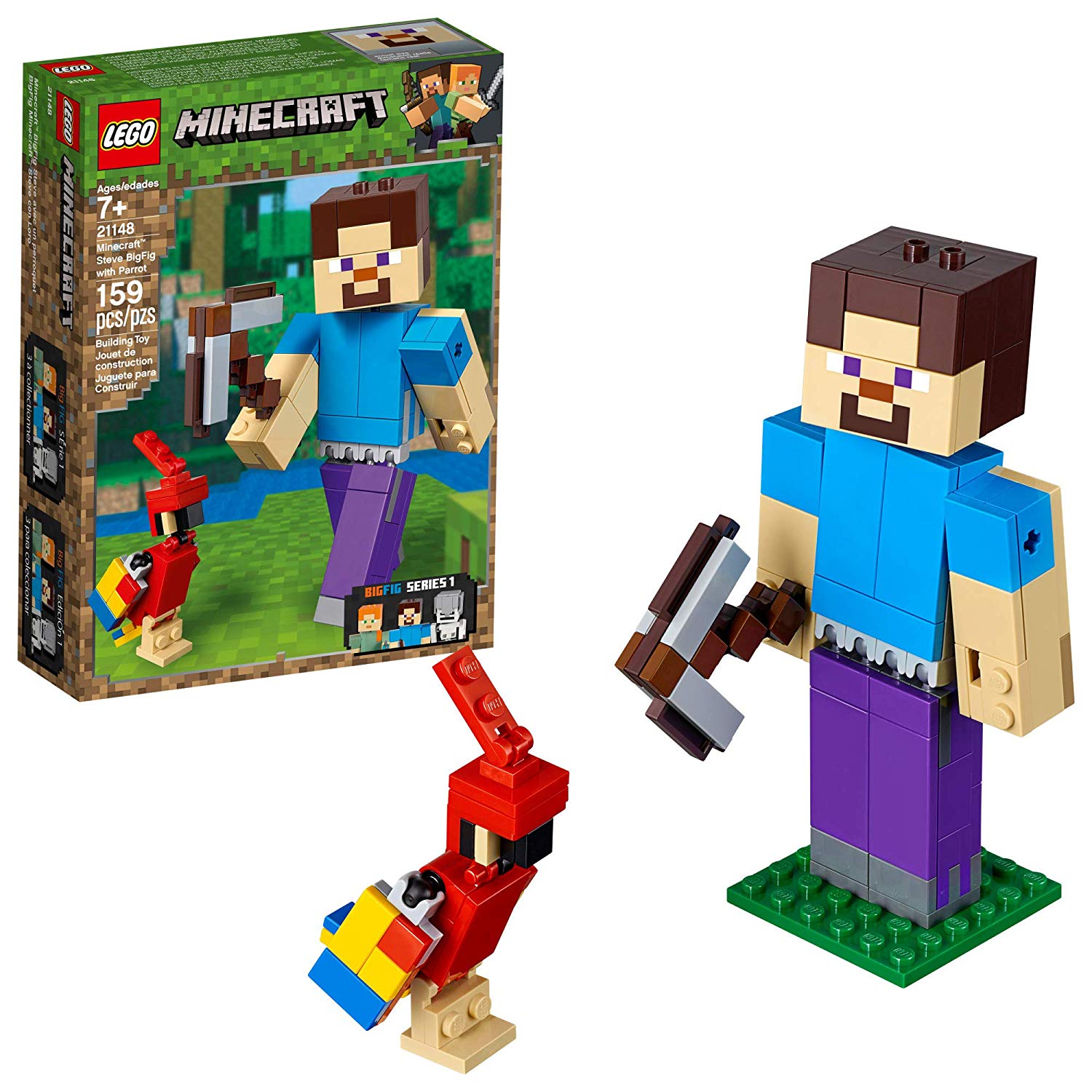 Конструктор LEGO Minecraft Большие фигурки, Стив с попугаем |  Интернет-магазин Континент игрушек