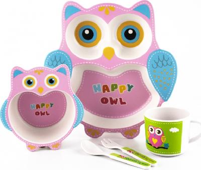 Набор детской посуды NOBVAN «Сова», гипоаллергенная, 5 предметов