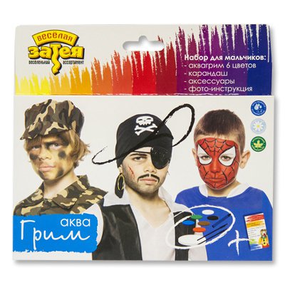 Грим АКВА для мальчиков 6 цветов 12 гр + карандаш + аксессуары от интернет-магазина Континент игрушек