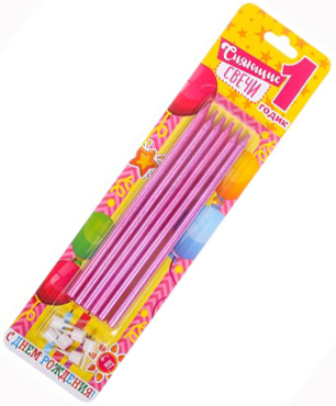 Сияющие свечи в торт "1 годик",  (набор 6 шт), 14 х 0,6 см   2725327 от интернет-магазина Континент игрушек