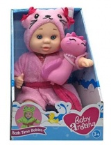 Пупс "Baby Ardana" 23 см, в банном халате и игрушкой "Кошечка" от интернет-магазина Континент игрушек