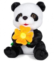 Панда с Цветочком озвученная, 22 см