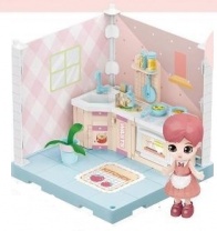Модульный домик (собери сам), 1 секция. Мини-кукла на кухне, в наборе с аксессуарами от интернет-магазина Континент игрушек