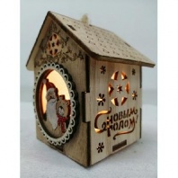 Домик новогодний деревянный со светом 706-4/706-3 от интернет-магазина Континент игрушек
