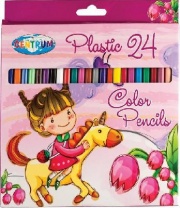 Карандаши цветные 24 цвета ЕДИНОРОГ,  пластиковые  длина 177мм, картонная упаковка от интернет-магазина Континент игрушек