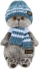 Басик в голубой вязаной шапке и шарфе 30 см. от интернет-магазина Континент игрушек