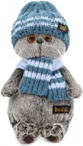 Басик в голубой вязаной шапке и шарфе 30 см. от интернет-магазина Континент игрушек