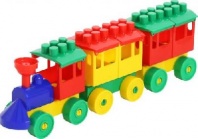 Конструктор - Паровоз с двумя вагонами от интернет-магазина Континент игрушек