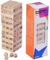 Настольная игра "Падающая башня", дерево, 5,5х5,5х18,5см от интернет-магазина Континент игрушек