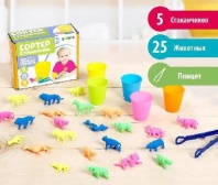 Набор для сортировки «Сортер стаканчики. Животные-растушки», с пинцетом от интернет-магазина Континент игрушек