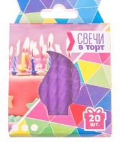 Свечи в торт "С днем рождения", 20 шт, неоновые фиолетовые, 6 х 8 см   2902112 от интернет-магазина Континент игрушек