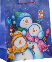 Пакет подарочный «Семья снеговиков», 33 х 42,5 х 10 см от интернет-магазина Континент игрушек