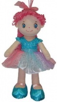 Кукла, с розовыми волосами в голубой пачке, мягконабивная, 20 см от интернет-магазина Континент игрушек