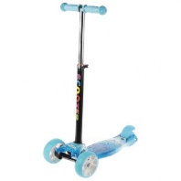 Самокат стальной, колеса световые, цвет голубой от интернет-магазина Континент игрушек