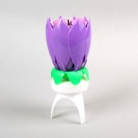 Свеча для торта музыкальная "Тюльпан", крутящаяся, фиолетовая, 14,5×6 см 2919692 от интернет-магазина Континент игрушек
