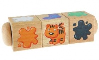 Кубики деревянные на оси "Составляем цвета" (3 кубика)