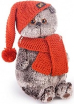 Басик в вязаной  шапке и шарфе 19 см от интернет-магазина Континент игрушек
