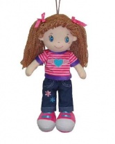 Кукла, брюнетка в джинсах, мягконабивная, 20 см от интернет-магазина Континент игрушек