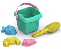 Игровой набор для песочницы №4 – Лето: ведро большое, совок большой и 3 формочки от интернет-магазина Континент игрушек