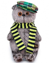 Кот Басик в разноцветной кепке мягкая игрушка 19 см от интернет-магазина Континент игрушек