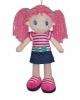 Кукла, с розовыми волосами в джинсовой юбочке, мягконабивная, 20 см от интернет-магазина Континент игрушек