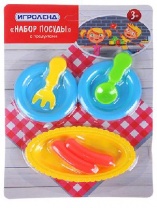 ИГРОЛЕНД Набор посуды с продуктами, 6 пр., пластик, 22х16х2см от интернет-магазина Континент игрушек
