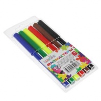 ClipStudio Фломастеры 6 цветов, с цветным вент.колпачком, большие, смываемые, пластик, в ПВХ пенале от интернет-магазина Континент игрушек