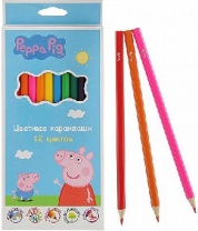 Карандаши цветные 12 цветов тм Свинка Пеппа от интернет-магазина Континент игрушек