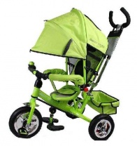 Велосипед Smart Trike трехколесный зеленый (управляющая ручка/крыша/надувные колеса) от интернет-магазина Континент игрушек