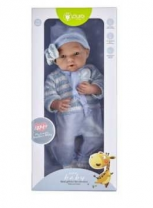 Пупс "Pure Baby", 35 см, в голубом комбинезоне, шапочке с шарфом, с аксессуарами от интернет-магазина Континент игрушек
