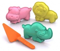 Формочки для песка (лев, носорог, бегемот) с мастерком от интернет-магазина Континент игрушек
