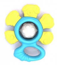 Погремушка "Цветочек" (в пакете с хэдером) жёлто-голубой 11,5х9,8х34 см от интернет-магазина Континент игрушек