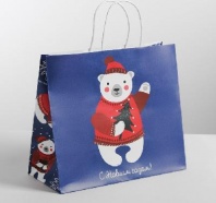 Пакет подарочный крафт «Новогодние медвежата», 32 х 28 х 15 см   4320179 от интернет-магазина Континент игрушек