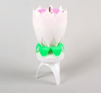 Свеча для торта музыкальная "Тюльпан", крутящаяся, белая, 14,5×6 см от интернет-магазина Континент игрушек