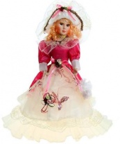 Кукла коллекц музык Барышня в бело-крас платье музык от интернет-магазина Континент игрушек