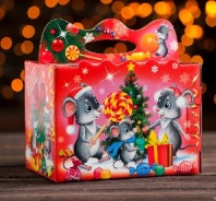 Подарочная коробка "Подарки для мышат", с кроссвордом, 18 x 18 x 12 см 4432540 от интернет-магазина Континент игрушек