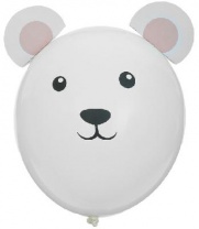 Шар латексный 12" "Зверята мышка" наклейки, 5 штук, цвет белый  от интернет-магазина Континент игрушек
