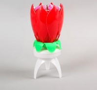 Свеча для торта музыкальная "Тюльпан", крутящаяся, красная, 14,5×6 см 2919690 от интернет-магазина Континент игрушек