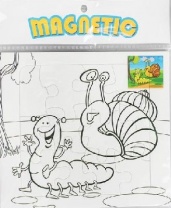 Раскраска - пазл магнитная «Улитка и гусеница», 12 деталей, 3 фломастера от интернет-магазина Континент игрушек