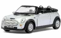 Машина металлическая Mini Cooper S Convertible, 1:28, открываются двери, инерция, цвет серый от интернет-магазина Континент игрушек