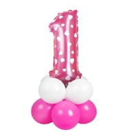 Букет из шаров «Цифра 1», фольга, латекс, набор 9 штук, цвет розовый, сердце от интернет-магазина Континент игрушек