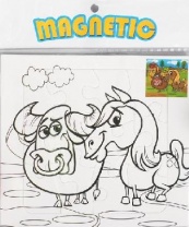 Раскраска - пазл магнитная «Бык и лошадь», 12 деталей, 3 фломастера от интернет-магазина Континент игрушек