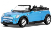 Машина металлическая Mini Cooper S Convertible, 1:28, открываются двери, инерция, цвет голубой от интернет-магазина Континент игрушек