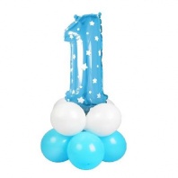 Букет из шаров «Цифра 1», фольга, латекс, набор 9 штук, цвет голубой, звёзды от интернет-магазина Континент игрушек
