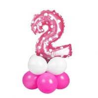 Букет из шаров «Цифра 2», фольга, латекс, набор 9 штук, цвет розовый, сердце от интернет-магазина Континент игрушек